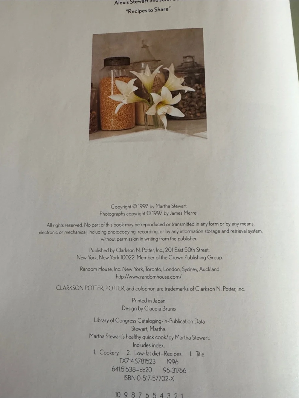 Martha Stewart’s Healthy Quick Cookbook 1997